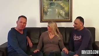 German Milf With Big Breasts Gets Pounded By Two Guys