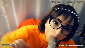 Velma Gives A Blowjob To A Big Monster And Gets A Mouthful In Scooby Doo