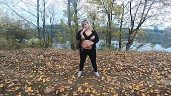 Milfs Show Off Their Breasts In A Public Park Near A Lake
