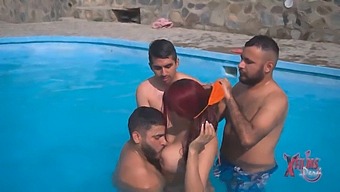 A Redheaded Woman From Peru Has A Pool Orgy With Three Men And Craves More