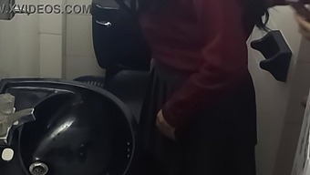 Secretly Filmed Bathroom Encounter With A Young Student In Dormitory