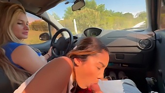 Two Babes Seduce Me In Their Car And Give Me A Blowjob