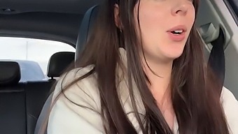 Sensual Brunette Indulges In Solo Play With Vibrator At Tim Horton'S Drive-Thru